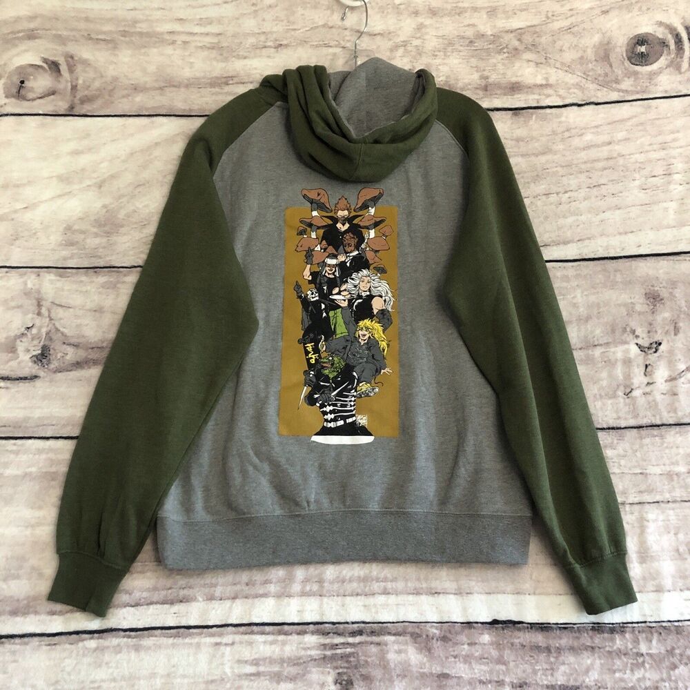 Dorohedoro Hoodie Mens Large Gray Army Green Sweatshirt Manga Hungry Bug Anime